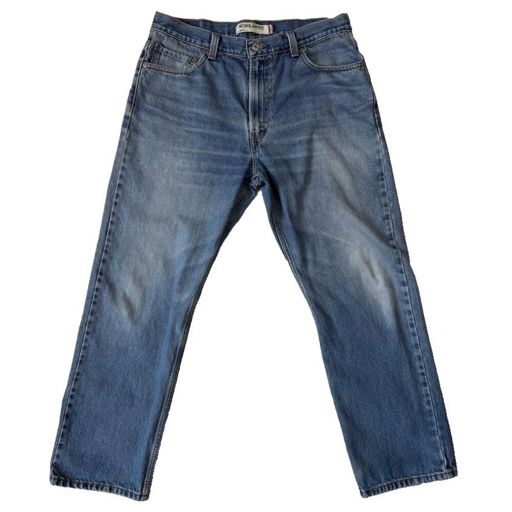 Levi's 505 Regular Fit Mens 100% Cotton Blue Jeans, 36x30 (measures 34x29)
